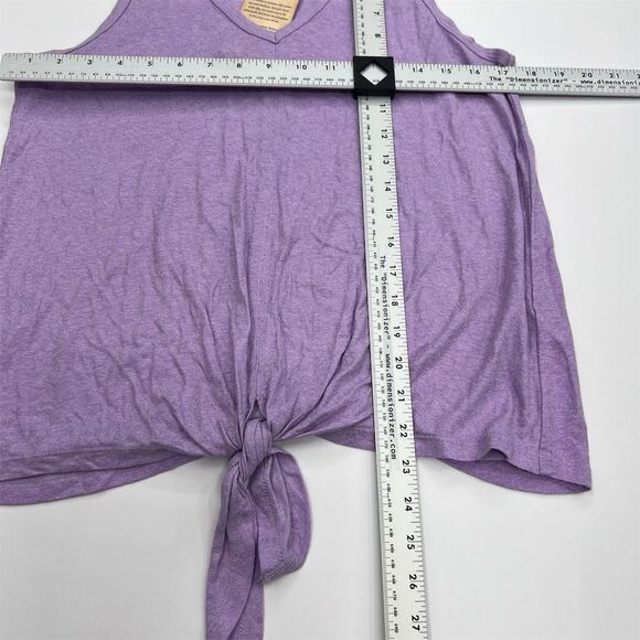 Democracy Womens Tank‎ Top Small Purple V-Neck Linen Blend Front Tie Knot - Picture 8 of 8